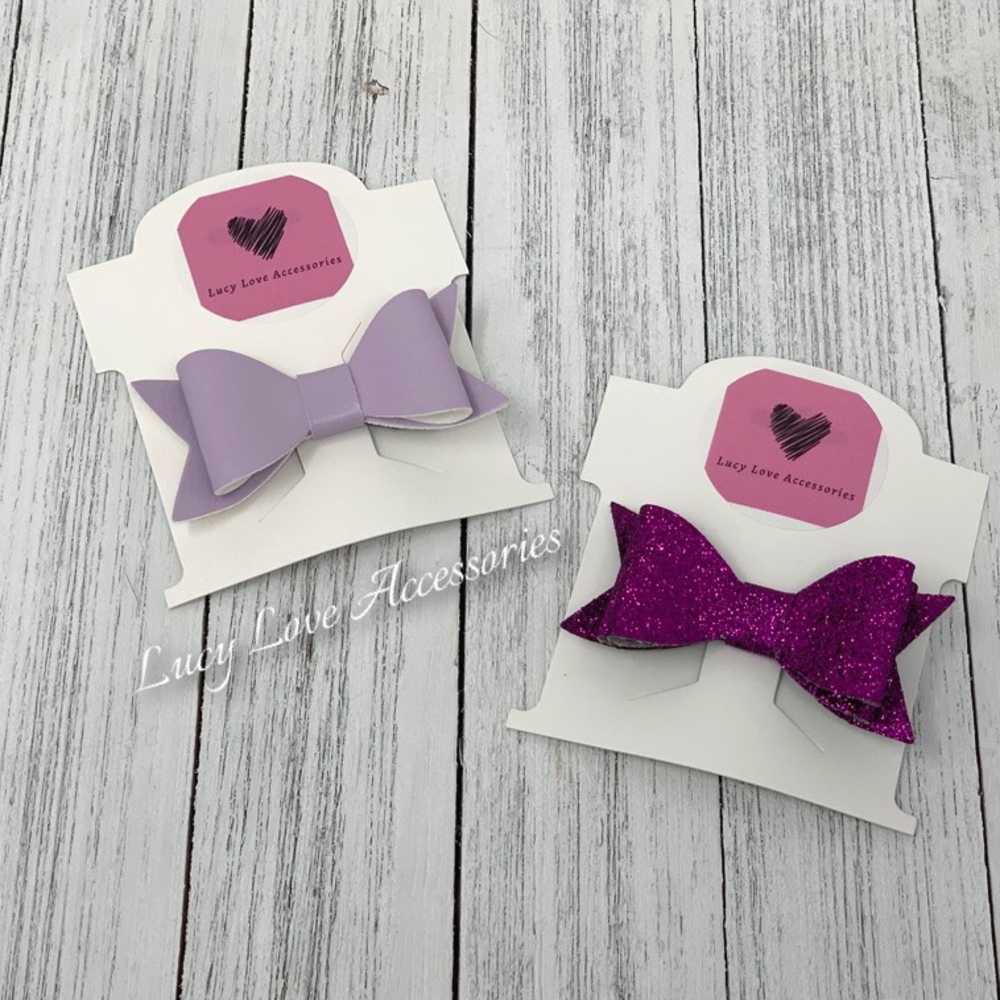 Handmade set of two 2.5” bow hair clips